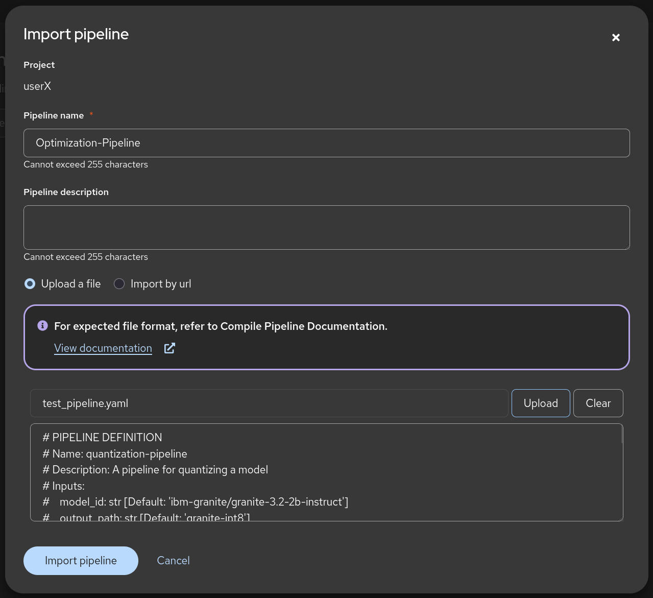 02 04 import pipeline select